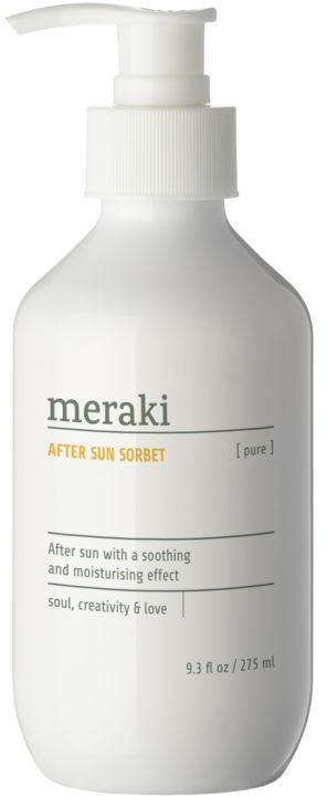 After Sun Sorbet Meraki Pure - fløjlsblød solpleje med aloe vera, mandelolie & E-vitamin, parfumefri Svanemærket, Asthma-Allergy Nordic Ø6Ã16 cm